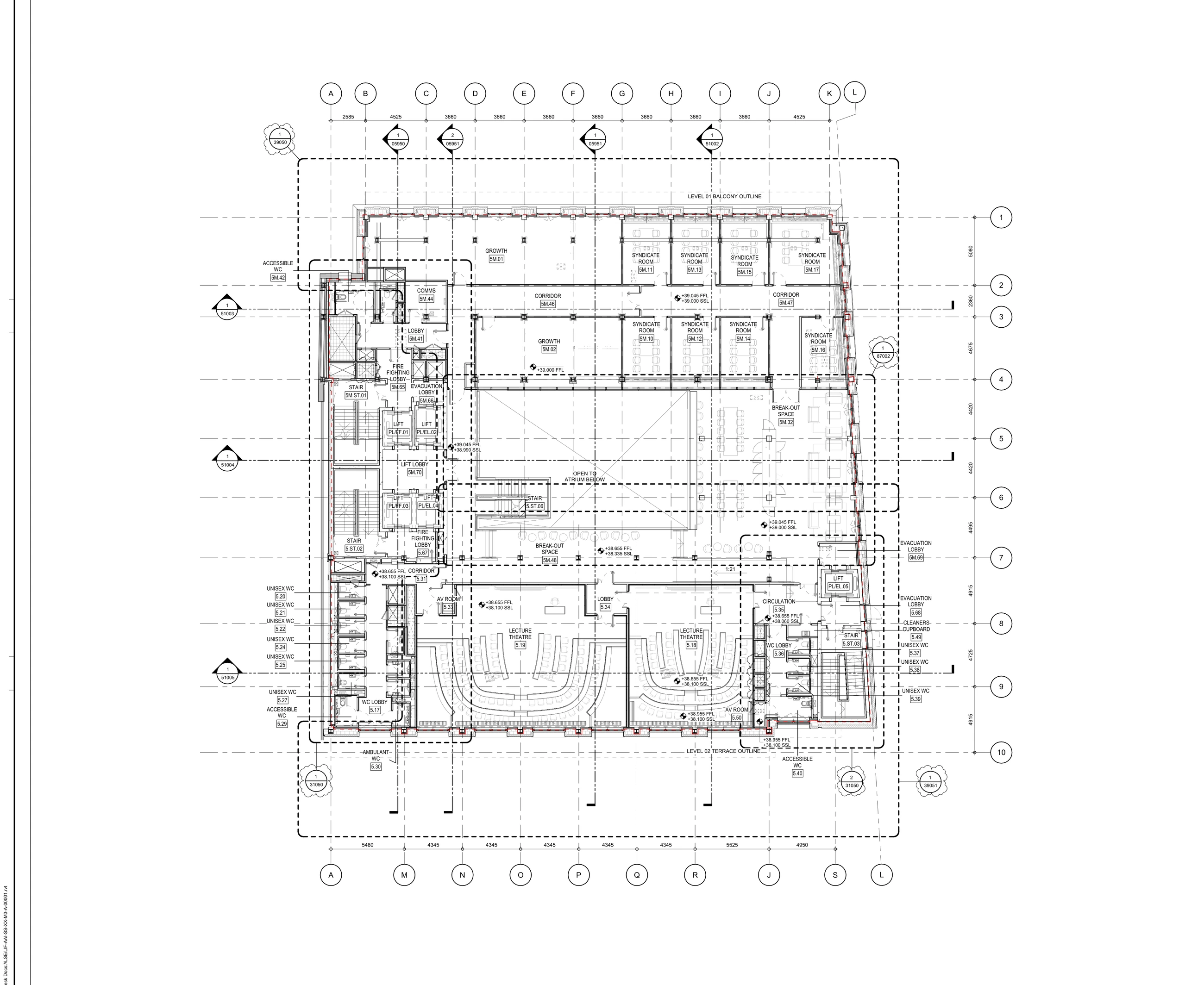 Level 5 and mezzanine general-arrangement floor plan